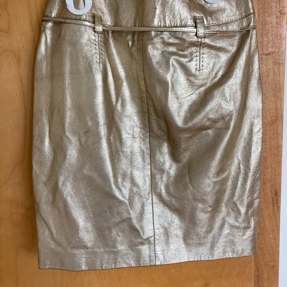 Gold leather Hugo Boss knee length skirt, size 6 - Picture 2 of 4